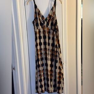 CAbi Geo Black and Tan Midi Dress. This dress is reversible. Org $158.